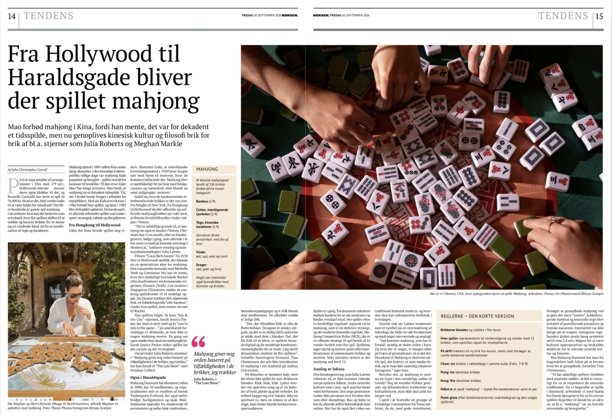 Mahjong-artikle fra Børsen Weekend - 18.9.2026