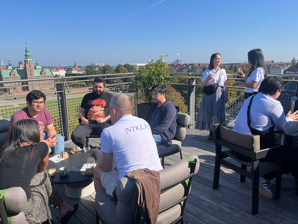 Players seated on the terrace