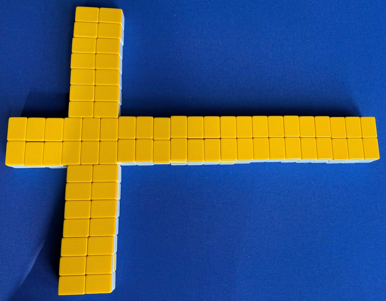Mahjong tiles as Swedish flag.